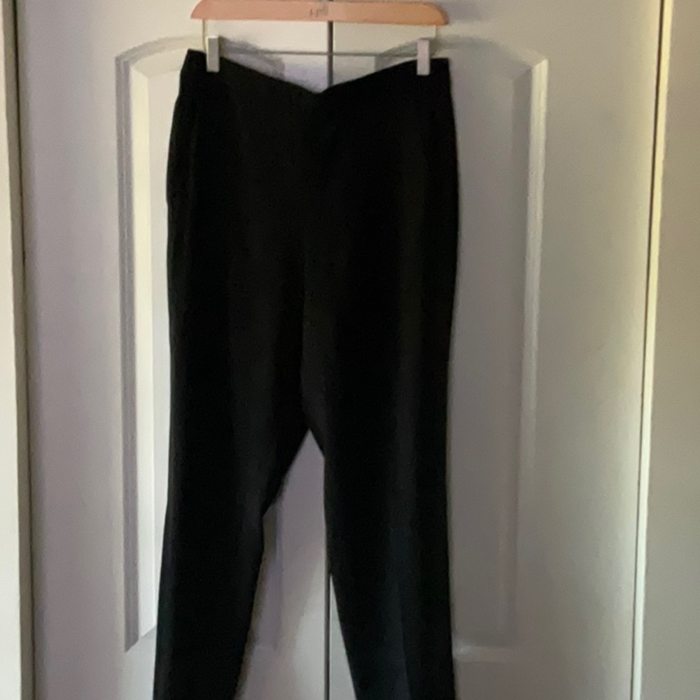 Black pants with black stain stripes down the side